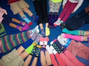SK Students show off their crazy socks to celebrate Doctor Seuss
